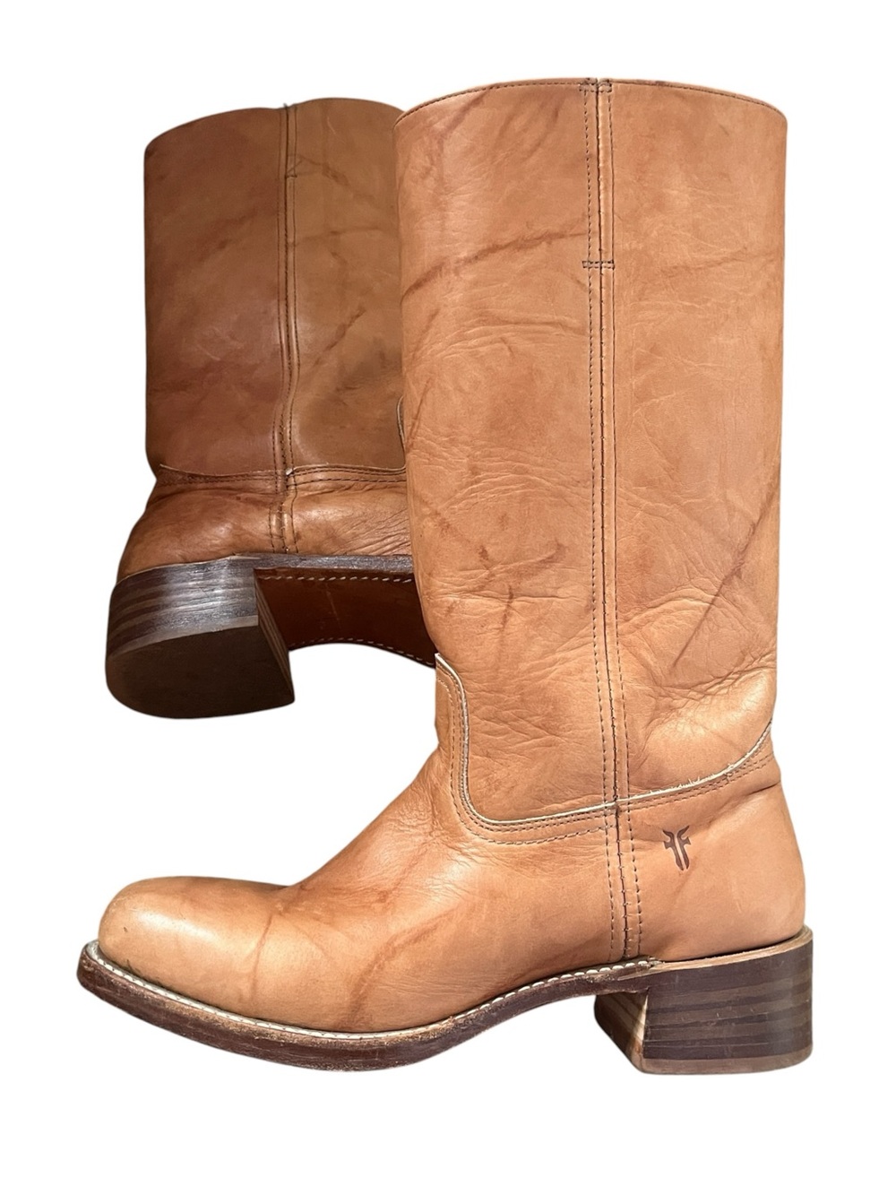 Vintage Frye Campus 14L Boots 77050 Size 11 Leather USA Tan Brown Western
